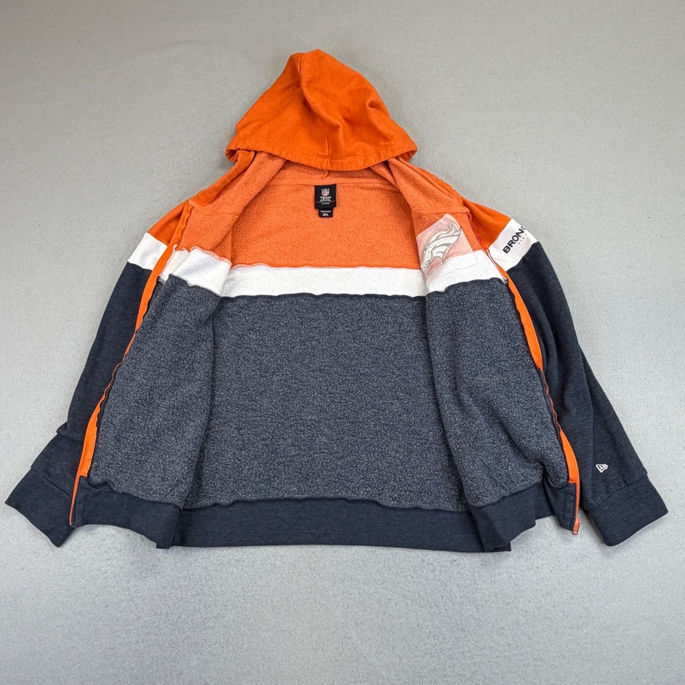 NFL Team Apparel Denver Broncos Hoodie Womens 2XL Navy Orange Zip Up Sweatshirt - Picture 4 of 10